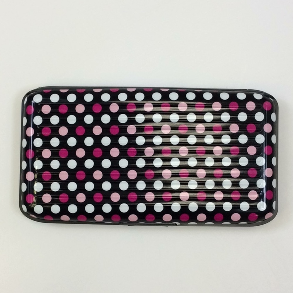 Pink Polka Dot Metal Security Wallet - Picture 2 of 6